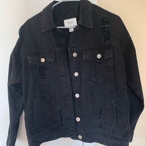 Super Cute Slightly Distressed Black Denim Jacket